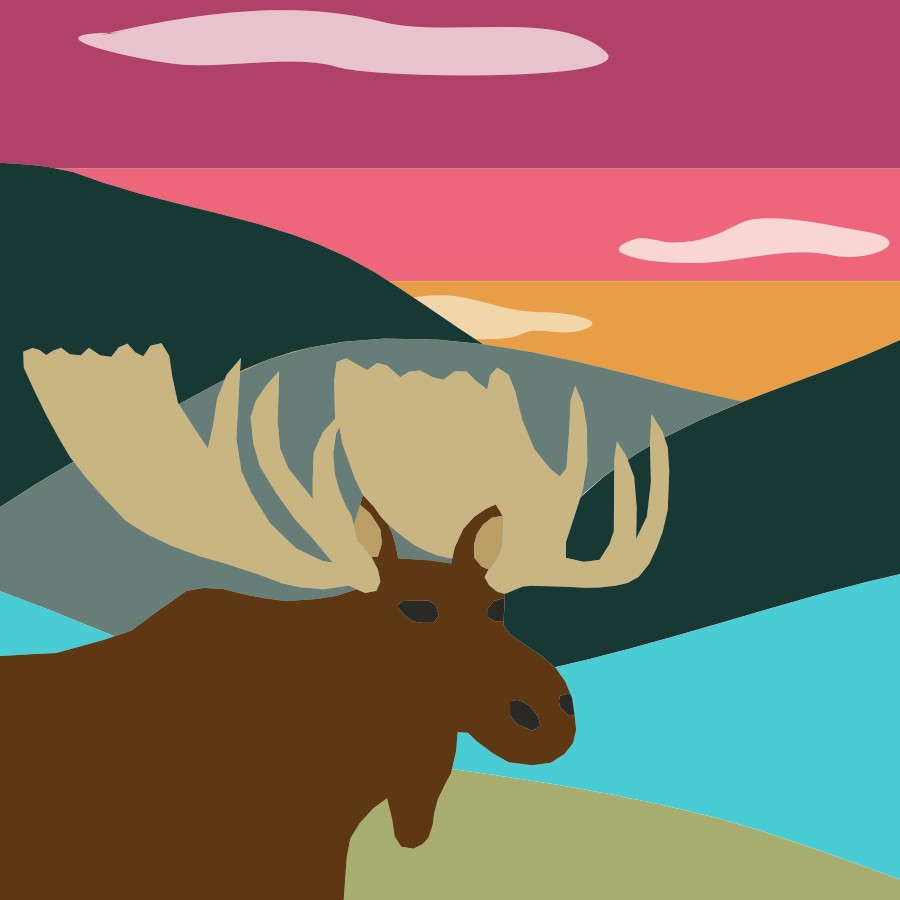 image of quilt block called Mighty Monteith Moose